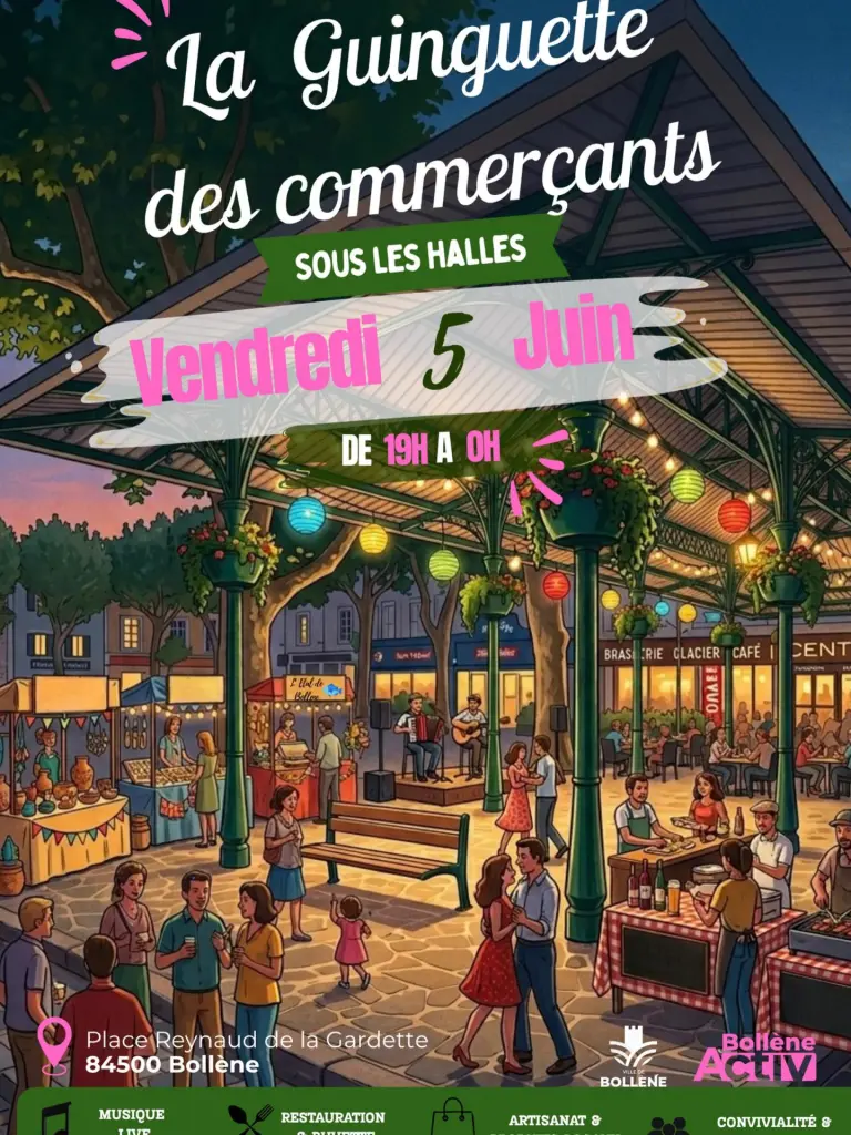 Affiche guinguette des commerçants à Bollène