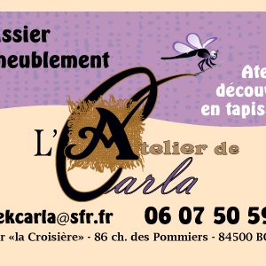 carte de visite de l'atelier de Carla à Bollène