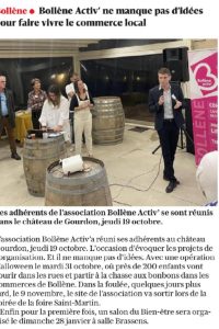 Article de journal sur les événements à venir de Bollène Activ'