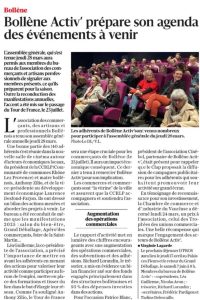 article de journal des événements Bollène Activ