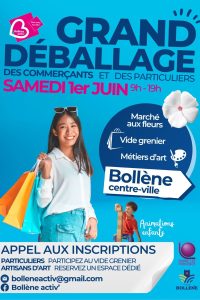 Affiche pour l'événement "Grand Déballage" organisé par l'association Bollène Activ'