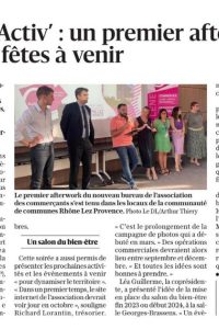 Article de journal sur le premier after work organisé par Bollène Activ'
